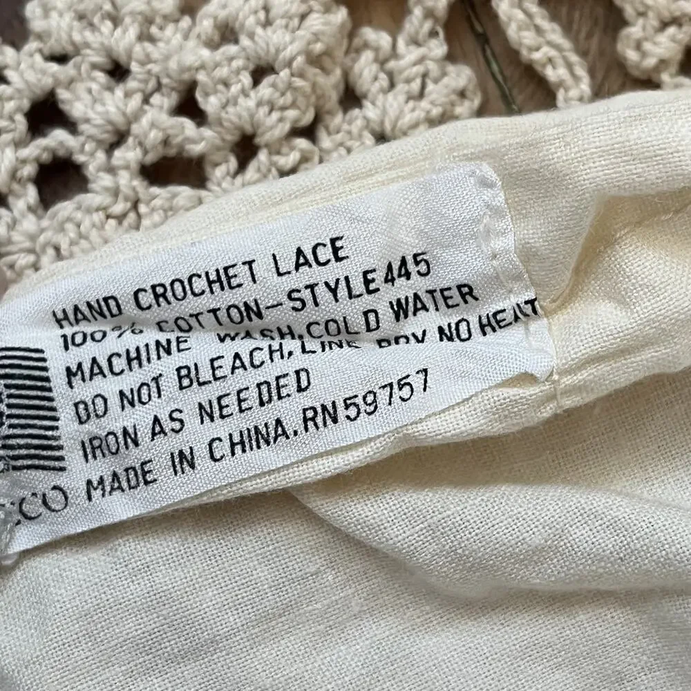 Vintage Hand Crochet Cotton 2 Standard Pillow Shams 25